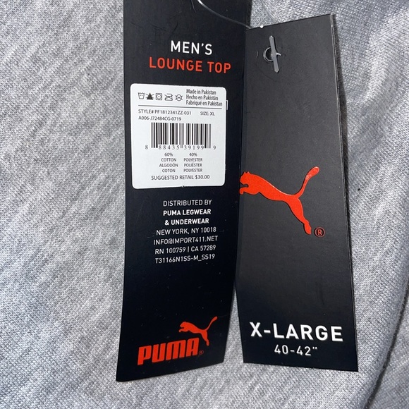 Gray Puma Mens Lounge sweatshirt Size: XL NWT - Picture 3 of 5